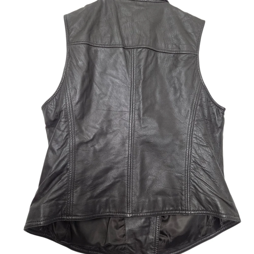 Liz Claiborne brown leather vest zip up large - Picture 5 of 10